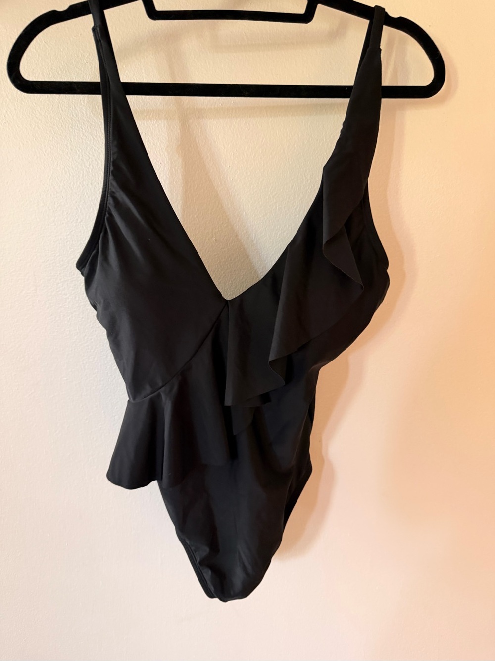 Black Ruffled One-Piece Swimsuit